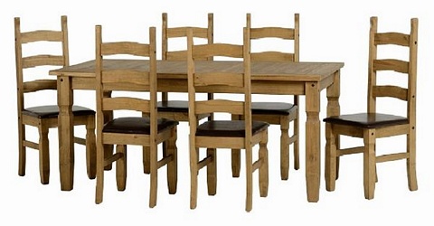 Corona Extending Dining Table 6 Cream Or Brown Pu Chairs Mexican Pine Corona Dining Seconique